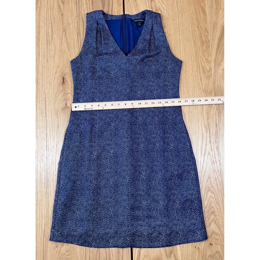 Banana Republic Herringbone Shift Dress Womens Size 2 XS Blue Office - Picture 9 of 11